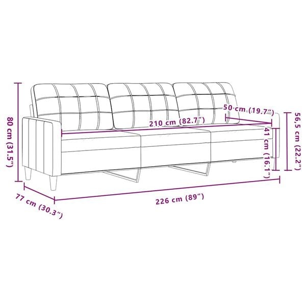 vidaXL Donkergrijze Driezitsbank 210cm - 35% Korting!