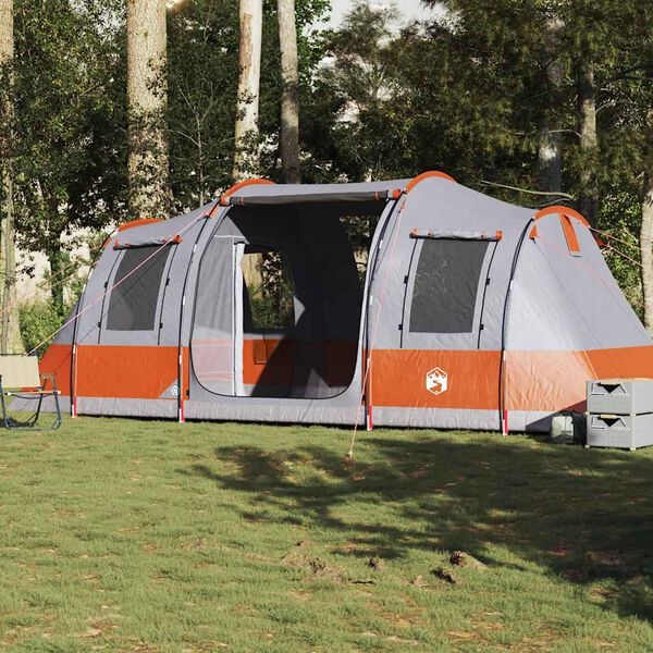 vidaXL Tunneltent 4p Grijs/Oranje - Scheur - 60% Korting!