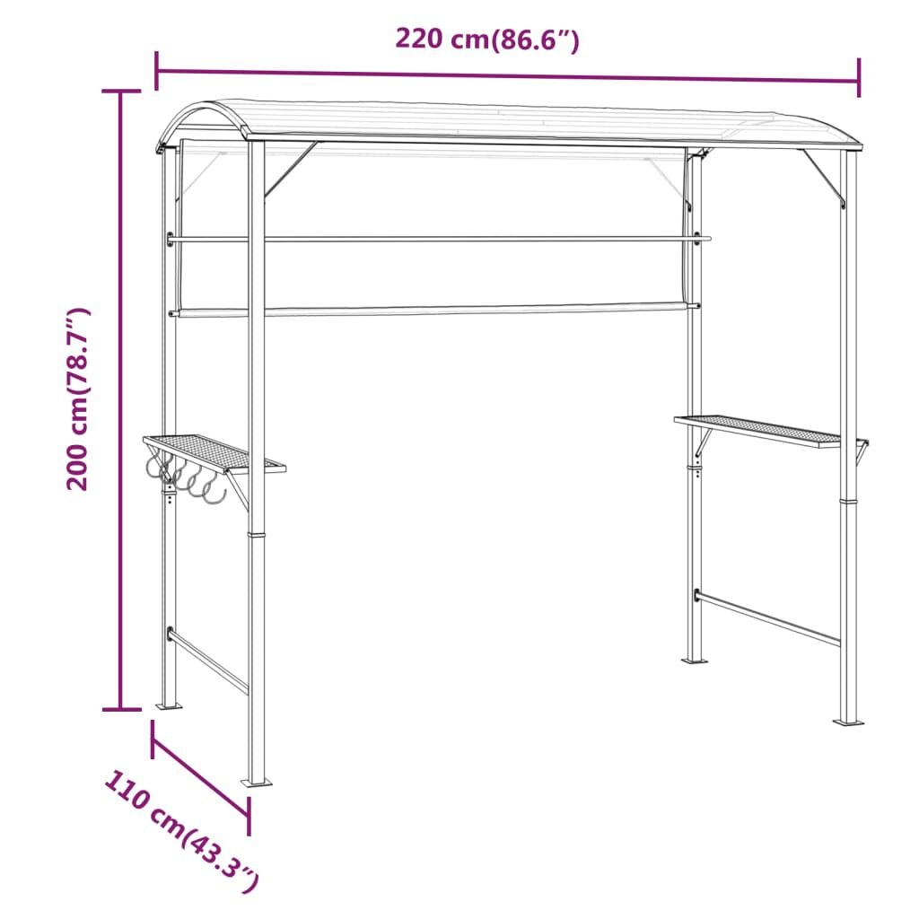 Prieel Antraciet 220x110x200cm - 35% Korting! (Retourdeal)