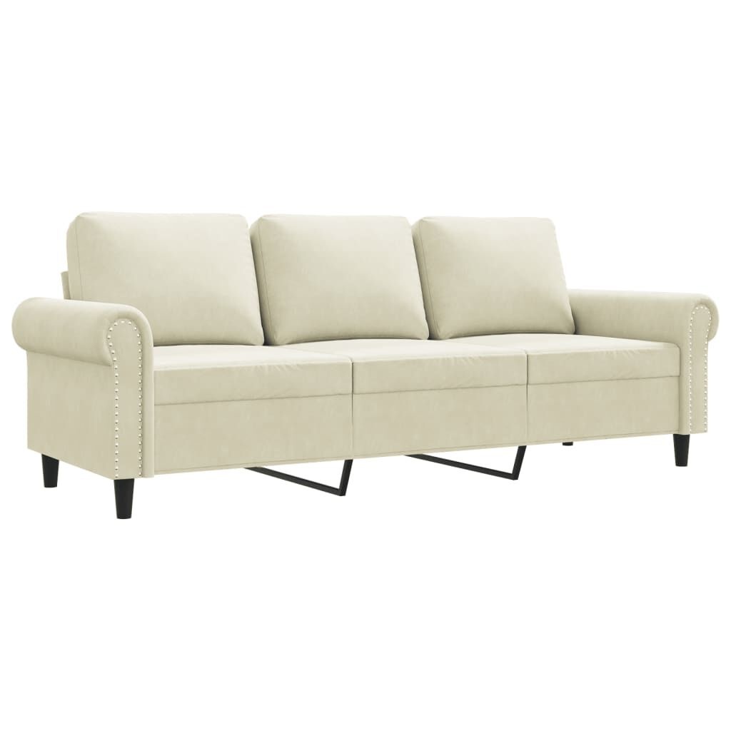 Crème Driezitsbank v. Fluwel - 180cm - 40% Korting!