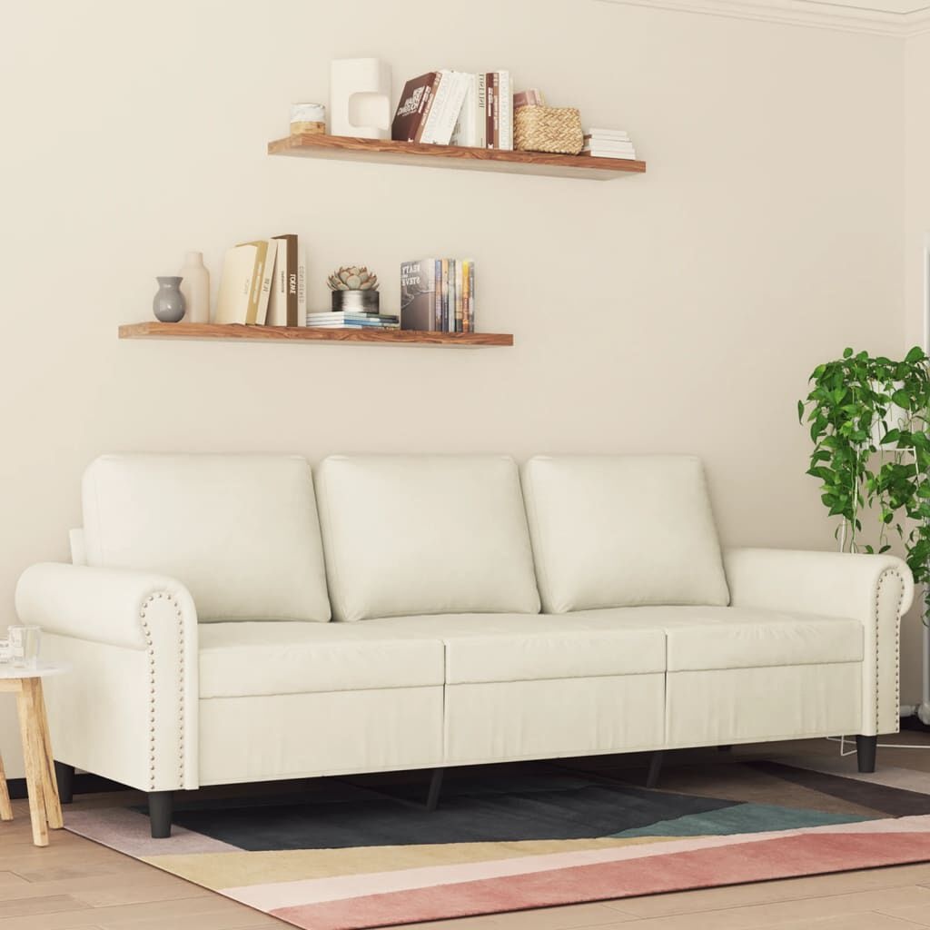 Crème Driezitsbank v. Fluwel - 180cm - 40% Korting!