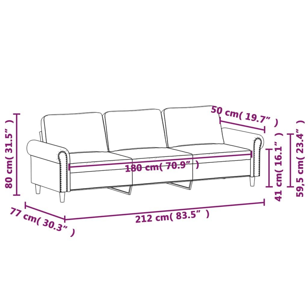 Crème Driezitsbank v. Fluwel - 180cm - 40% Korting!