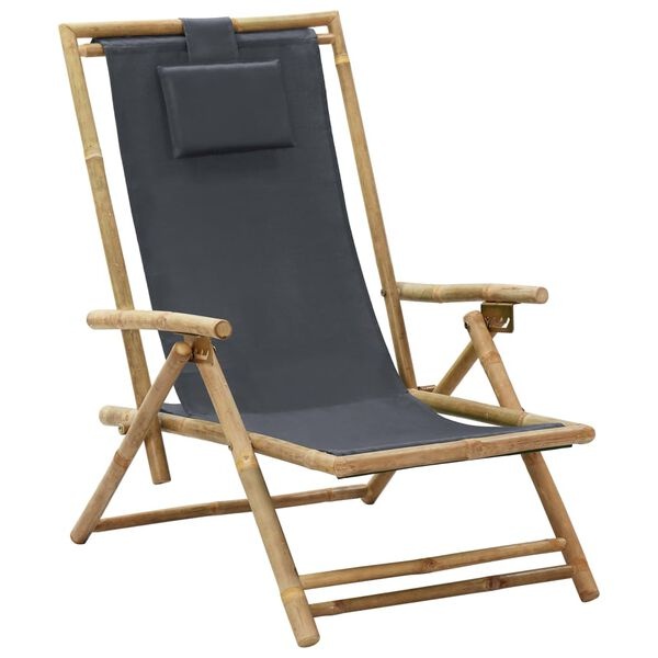 Relaxstoel Bamboe/Stof Grijs - 35% Korting!