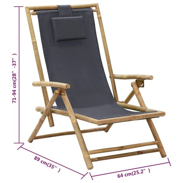 Relaxstoel Bamboe/Stof Grijs - 35% Korting!