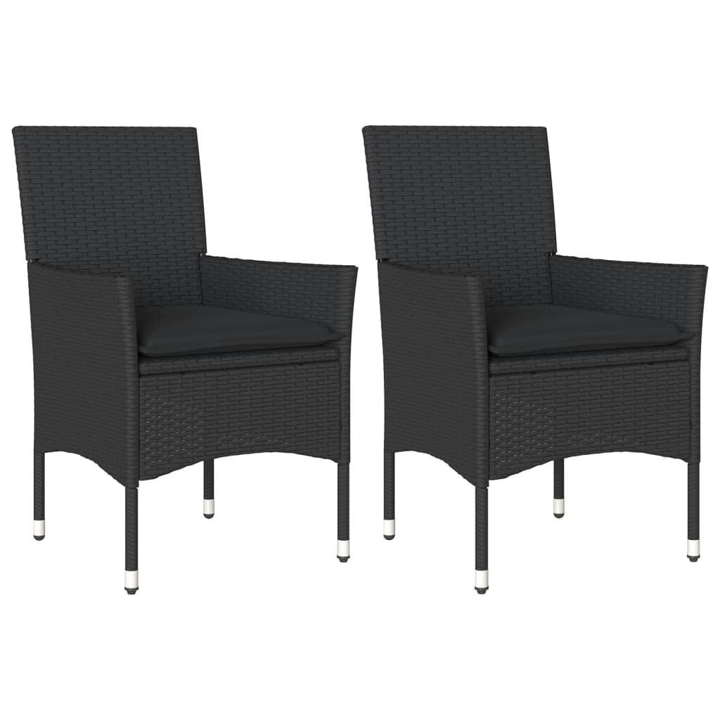Tuinstoelen (2x) met Kussens - Zwart Rattan - 40% Korting!