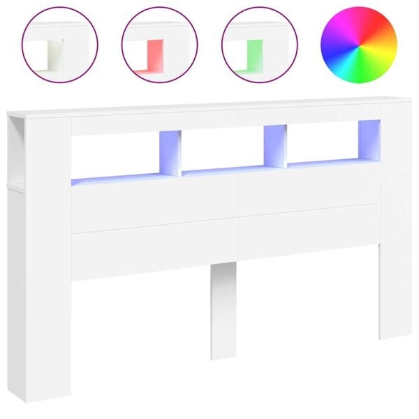 vidaXL LED Hoofdbord 180cm Wit - 40% Korting!