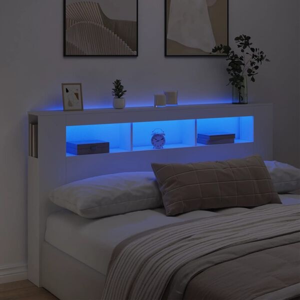 vidaXL LED Hoofdbord 180cm Wit - 40% Korting!