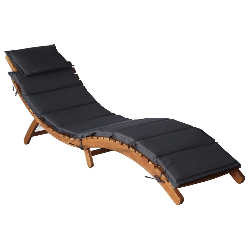 Ligstoel Acaciahout Donkergrijs + Kussen - 41% Korting!