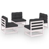 vidaXL Loungeset Grenenhout Wit - 4-delig - 35% Korting!