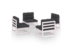 vidaXL Loungeset Grenenhout Wit - 4-delig - 35% Korting!