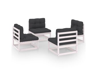 vidaXL Loungeset Grenenhout Wit - 4-delig - 35% Korting!