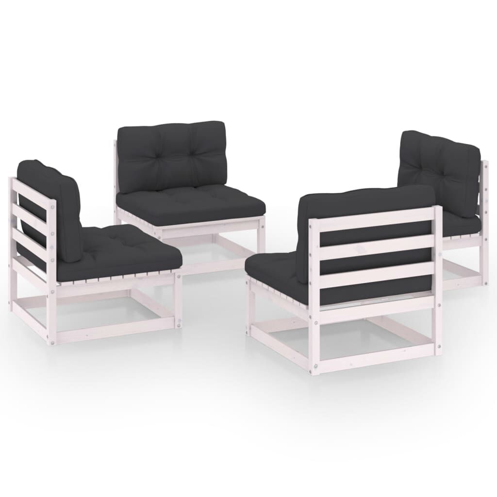 vidaXL Loungeset Grenenhout Wit - 4-delig - 35% Korting!