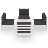 vidaXL Loungeset Grenenhout Wit - 4-delig - 35% Korting!