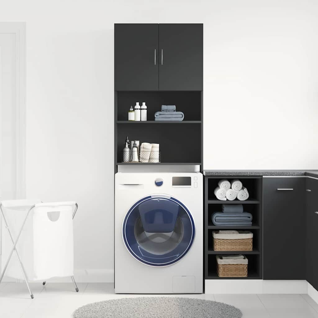 vidaXL Wasmachinekast Zwart 64x24x190cm - 40% Korting!