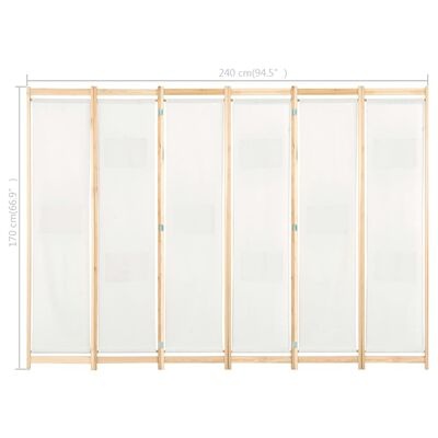 Kamerscherm 6 Panelen Crème 240x170cm - 55% Korting!