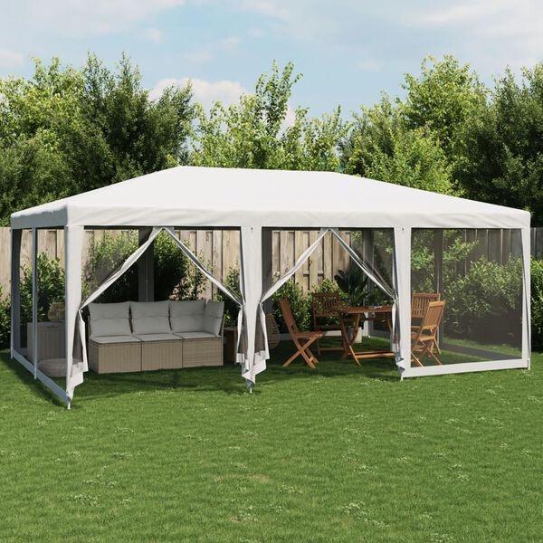 Partytent 6x4m Wit m. Mesh Zijwanden - 55% Korting!