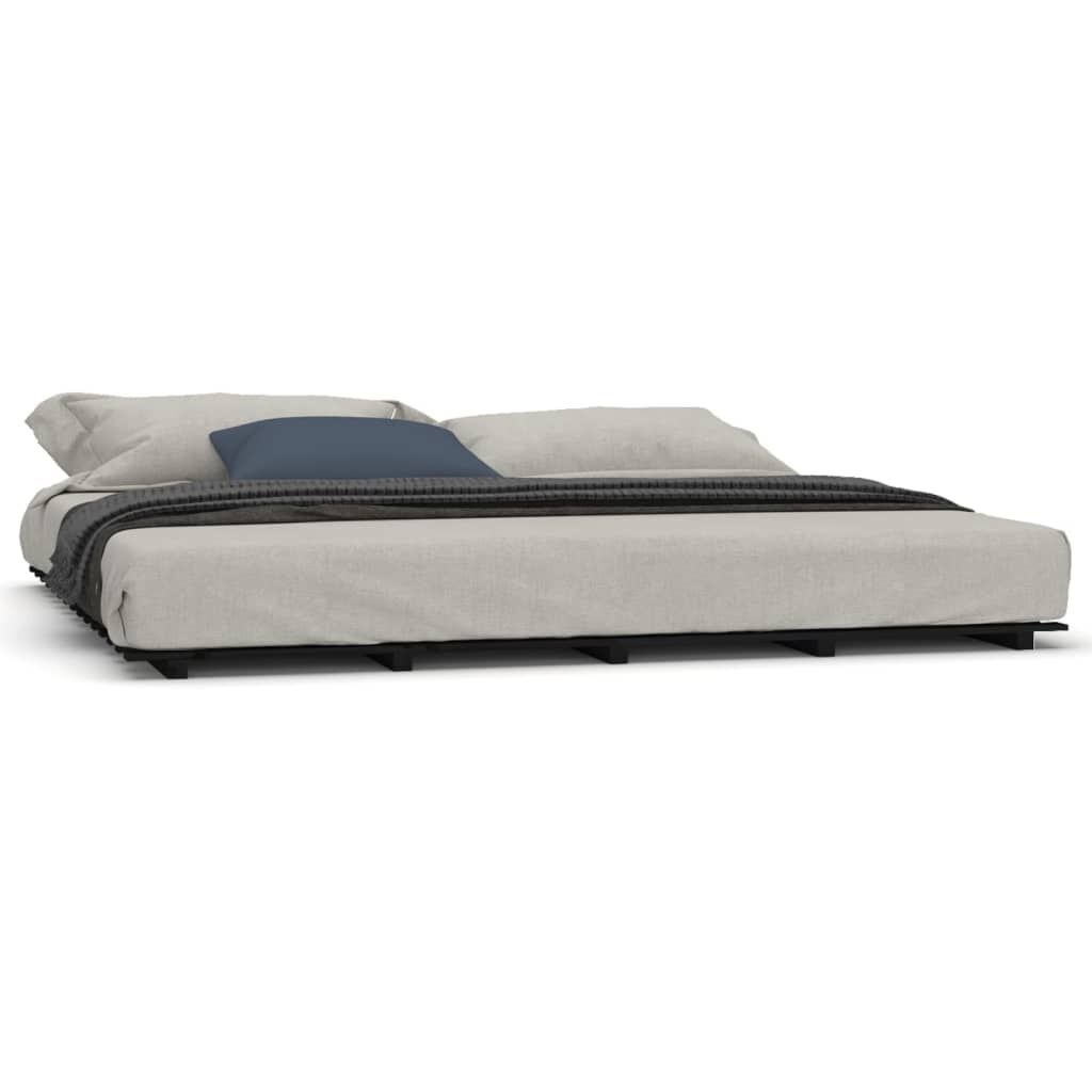 vidaXL Bedframe massief grenenhout zwart 160x200 cm