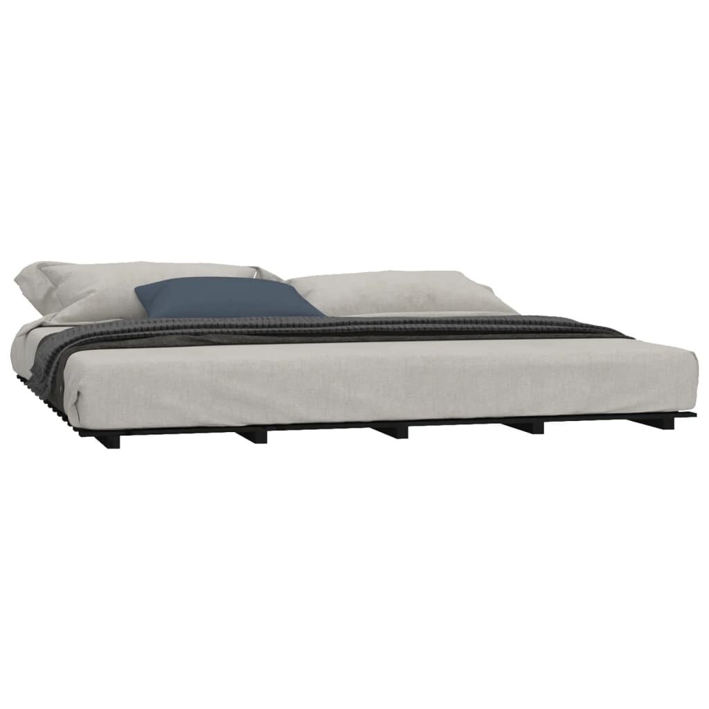 vidaXL Bedframe massief grenenhout zwart 160x200 cm