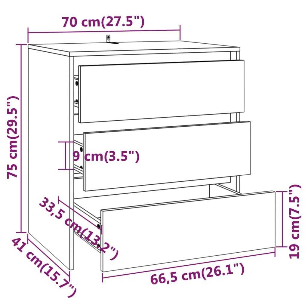 vidaXL Dressoir Zwart 70cm - Bewerkt Hout - 42% Korting!