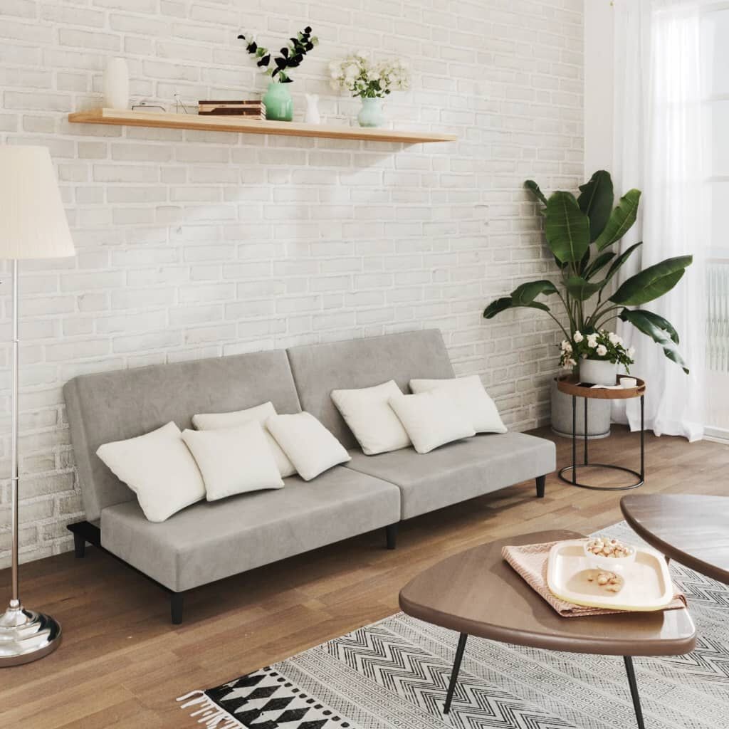 vidaXL Slaapbank Lichtgrijs Fluweel - 40% Korting!