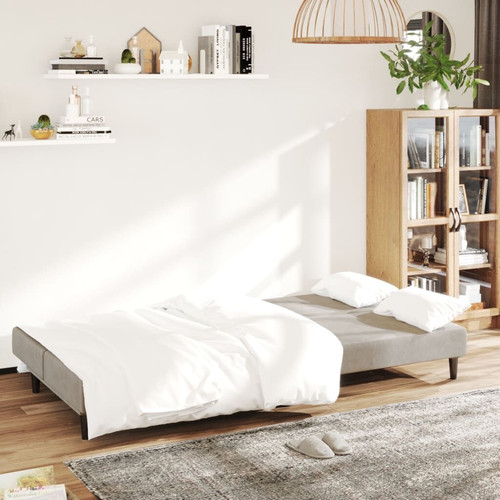 vidaXL Slaapbank Lichtgrijs Fluweel - 40% Korting!