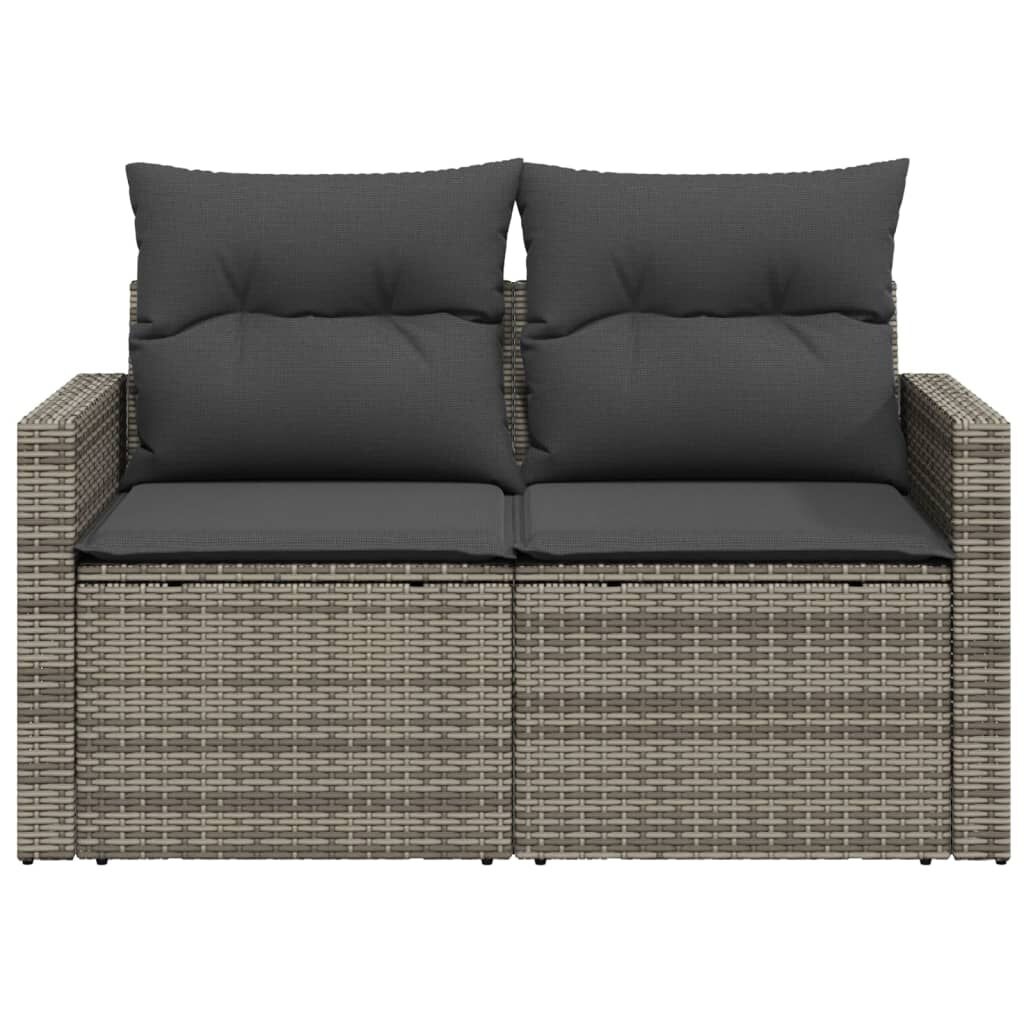 Tuinbank 2-zits grijs rattan met kussens -40%