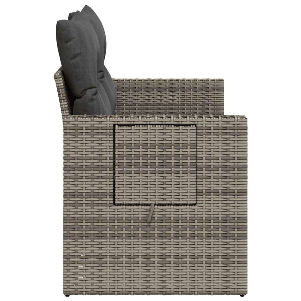 Tuinbank 2-zits grijs rattan met kussens -40%