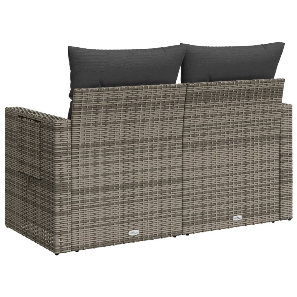 Tuinbank 2-zits grijs rattan met kussens -40%