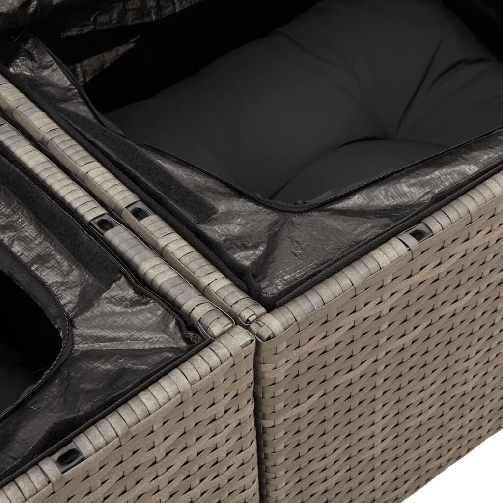Tuinbank 2-zits grijs rattan met kussens -40%