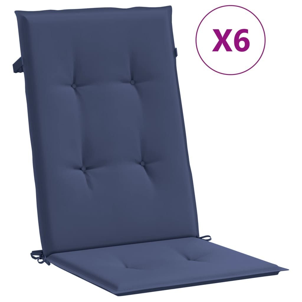 VidaXL Stoelkussens Hoge Rug (6 st.) Marineblauw - 40% Korting!
