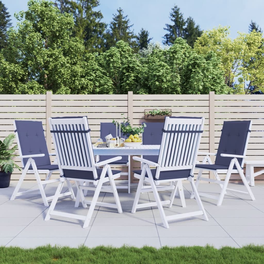VidaXL Stoelkussens Hoge Rug (6 st.) Marineblauw - 40% Korting!