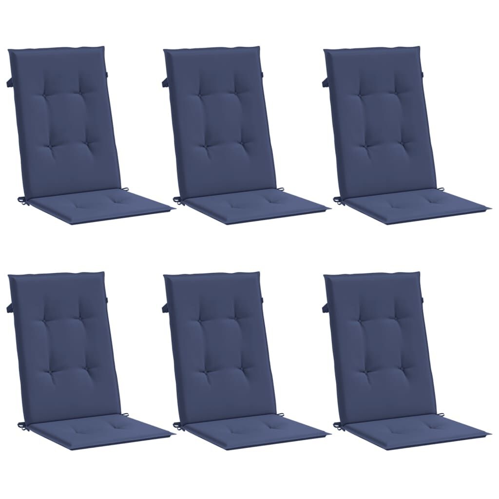 VidaXL Stoelkussens Hoge Rug (6 st.) Marineblauw - 40% Korting!