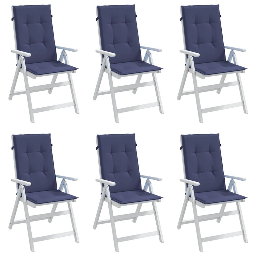 VidaXL Stoelkussens Hoge Rug (6 st.) Marineblauw - 40% Korting!