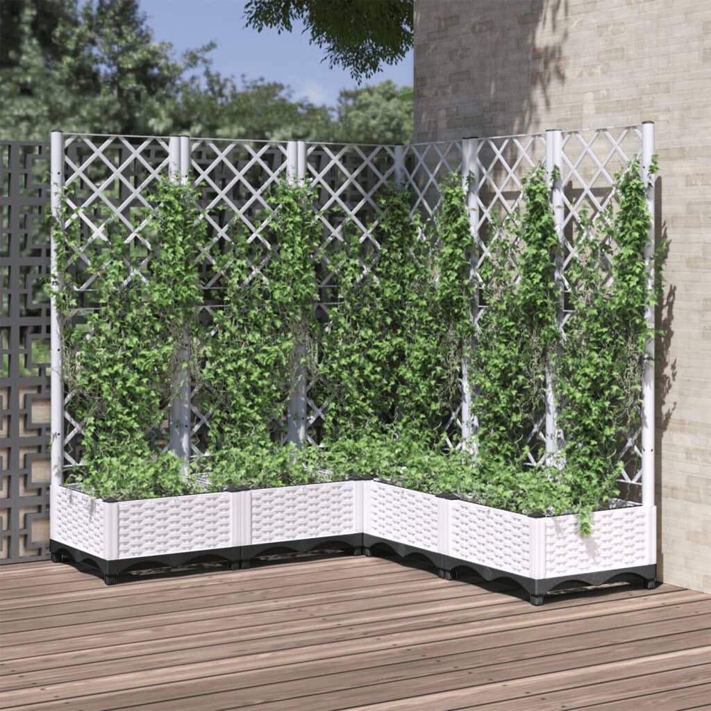 vidaXL Plantenbak met Latwerk Wit - 120cm - 40% Korting!