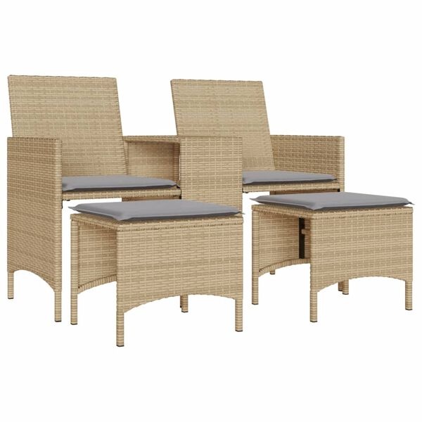 Tuinbank 2-zits met Tafel & Voetenbanken Beige -35%