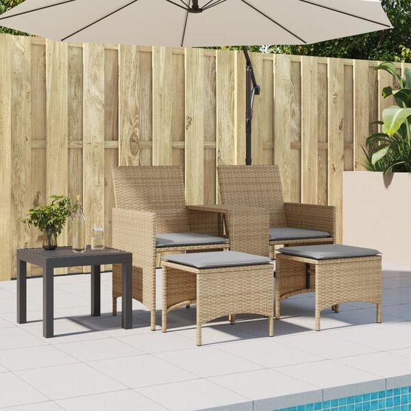 Tuinbank 2-zits met Tafel & Voetenbanken Beige -35%