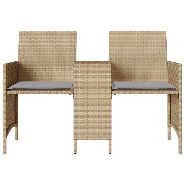 Tuinbank 2-zits met Tafel & Voetenbanken Beige -35%