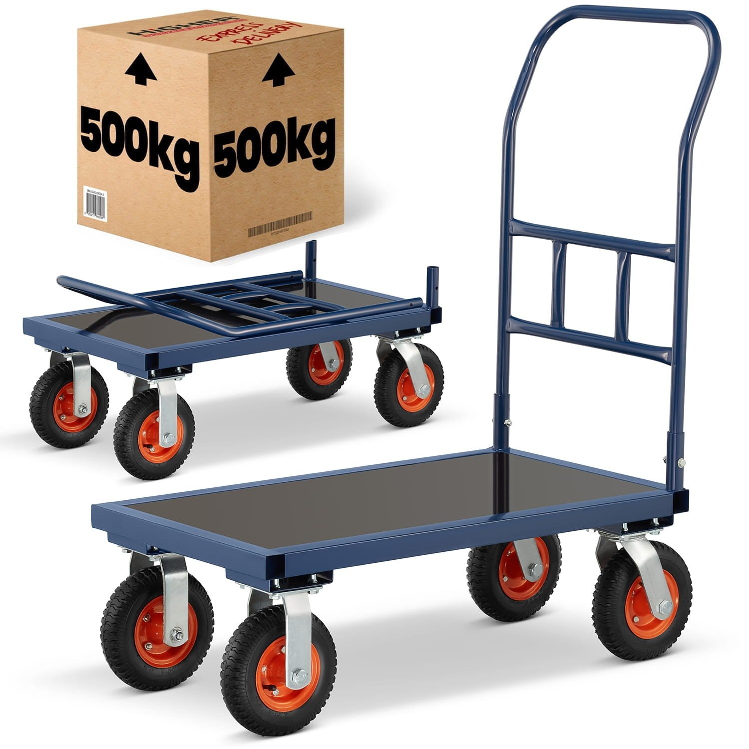 Plateauwagen HIGHER - 640kg - 90x50cm - 40% Korting!