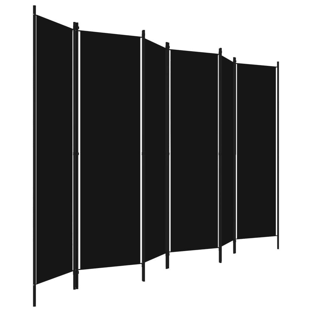 Kamerscherm 6 Panelen Zwart 300x180cm - 40% Korting!