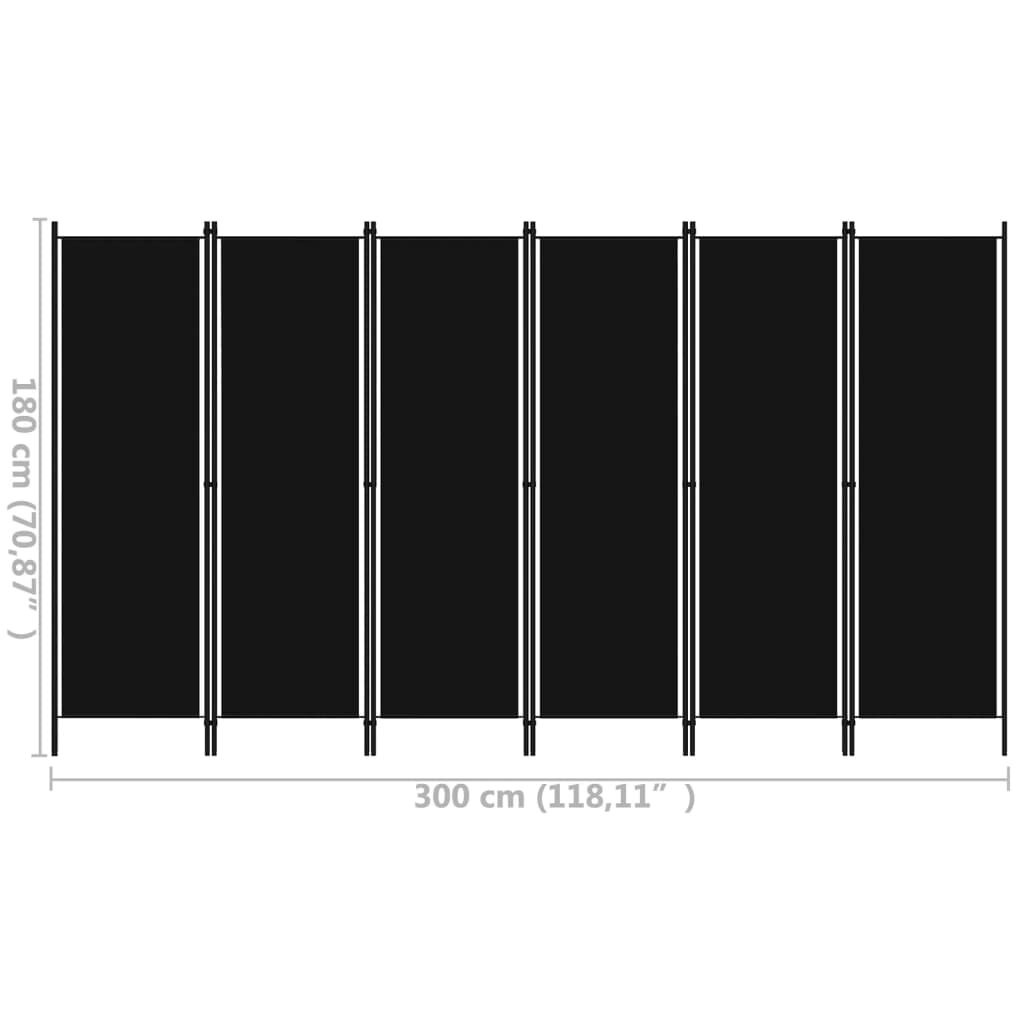 Kamerscherm 6 Panelen Zwart 300x180cm - 40% Korting!