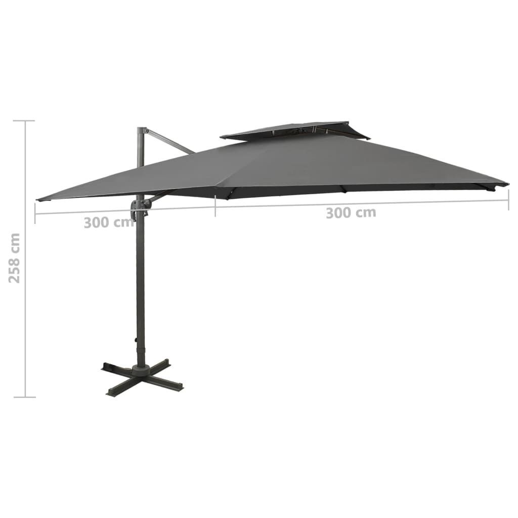 vidaXL Zweefparasol 300x300 Antraciet -40%! Kruisvoet