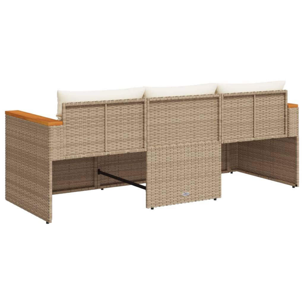 Tuinbank 3-zits Rattan Beige m. Kussens -40%