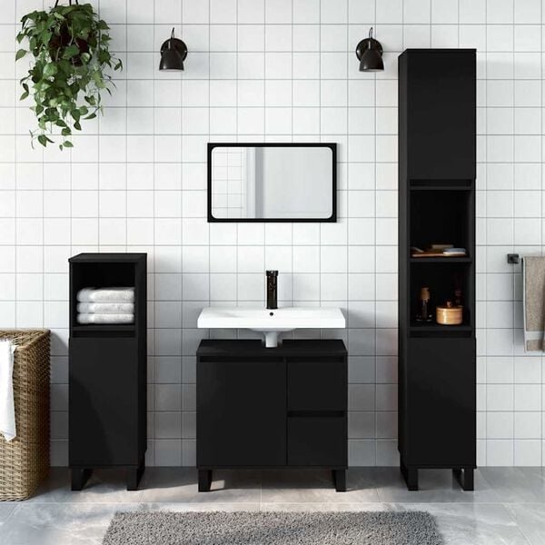 vidaXL Badkamerkast Zwart 65cm - 40% Korting! (Montage Check)