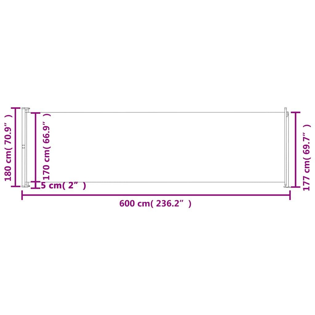 VidaXL Uittrekbaar Tuinscherm 180x600cm Bruin - 40% Korting!