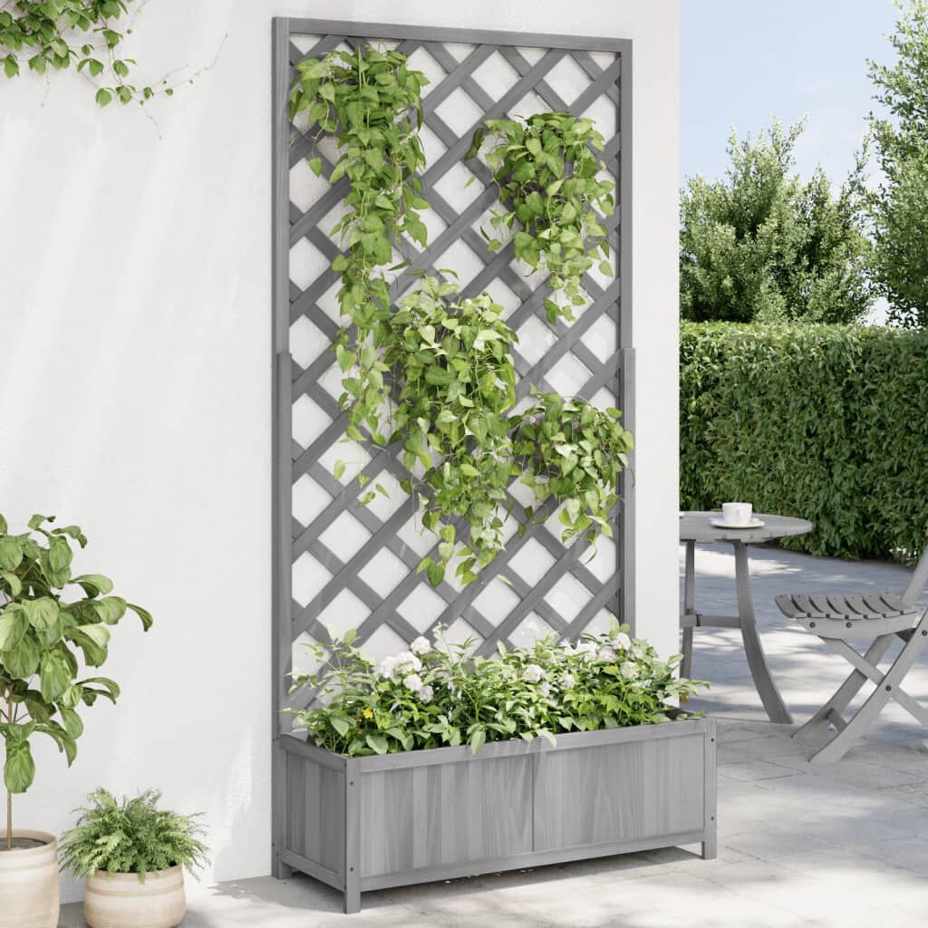 VidaXL Plantenbak met Latwerk Vurenhout Grijs -40%