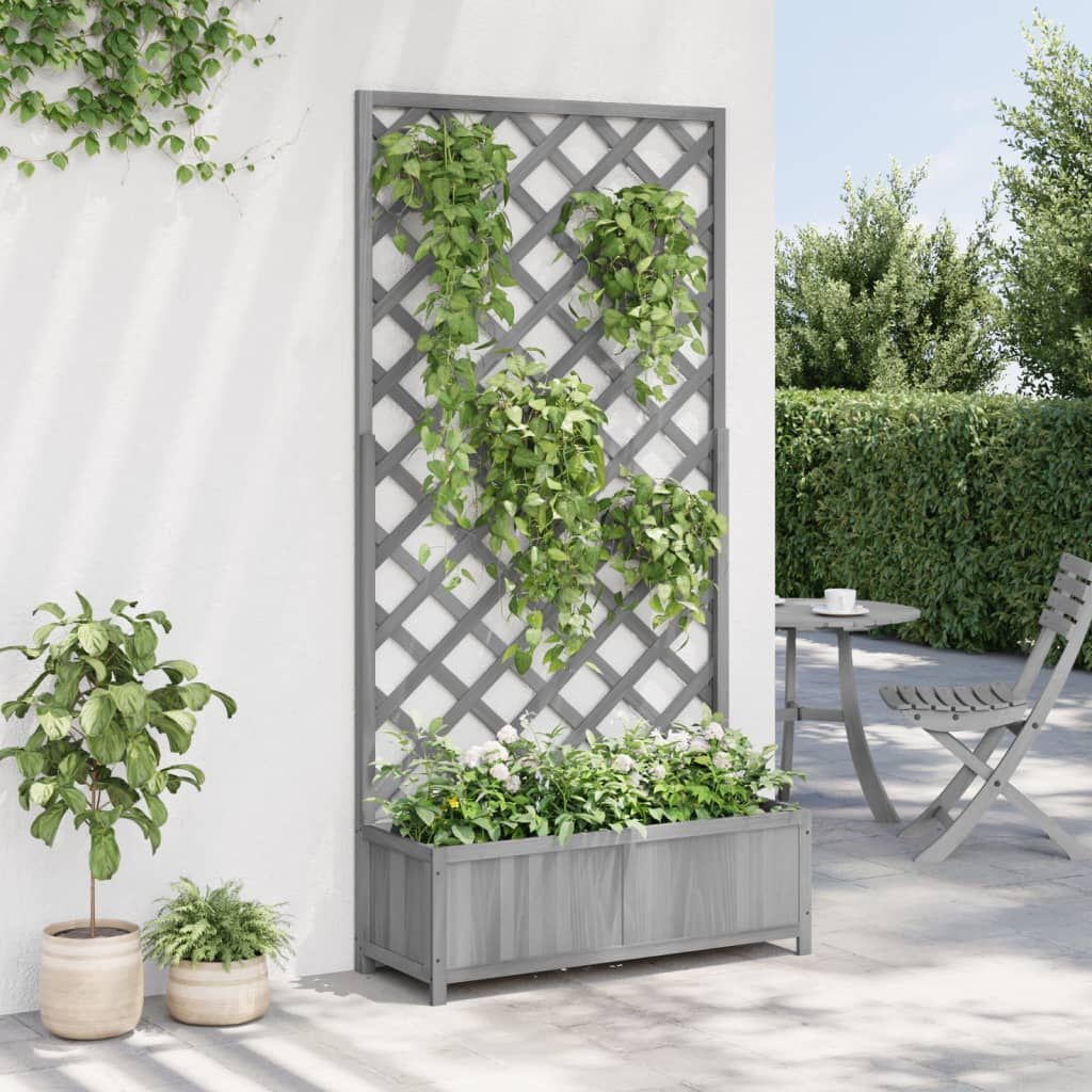 VidaXL Plantenbak met Latwerk Vurenhout Grijs -40%