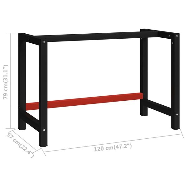 vidaXL Werkbankframe 120cm Zwart/Rood - 35% Korting!