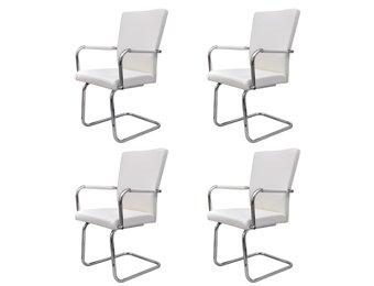 vidaXL Eetkamerstoelen (4 st) Wit Kunstleer -60%!