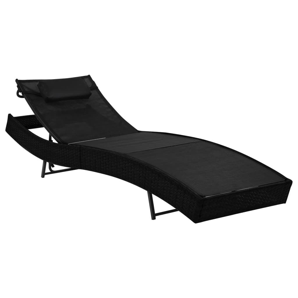 Ligbed Poly Rattan Zwart - 55% Korting! Tuin & Zwembad