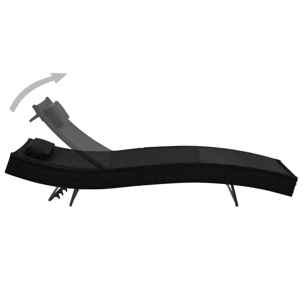 Ligbed Poly Rattan Zwart - 55% Korting! Tuin & Zwembad